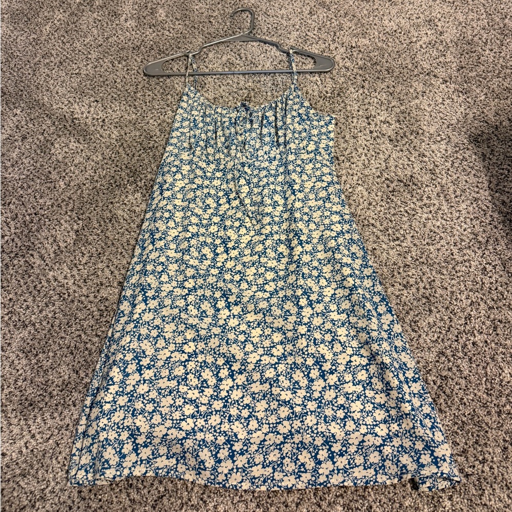 Lulu's Blue Floral Spaghetti-Strap Dress